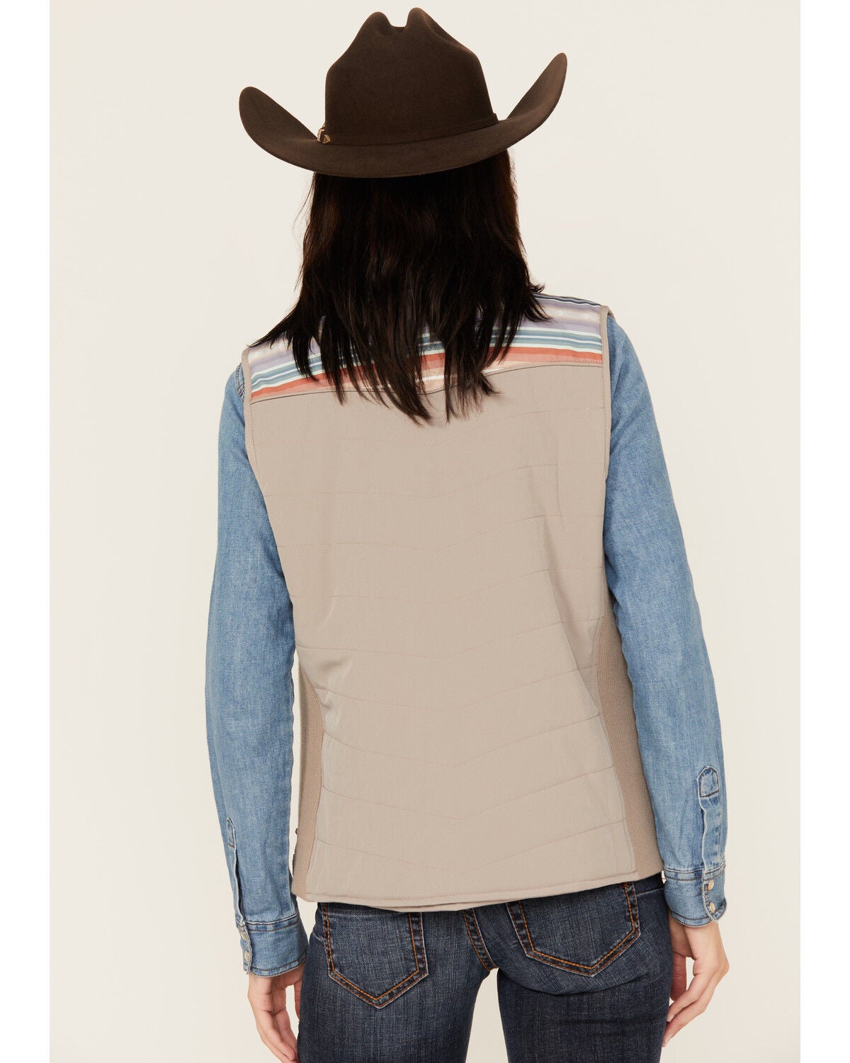 Image #4 - Hooey Women's Serape Yoke Full Zip Packable Vest, , hi-res