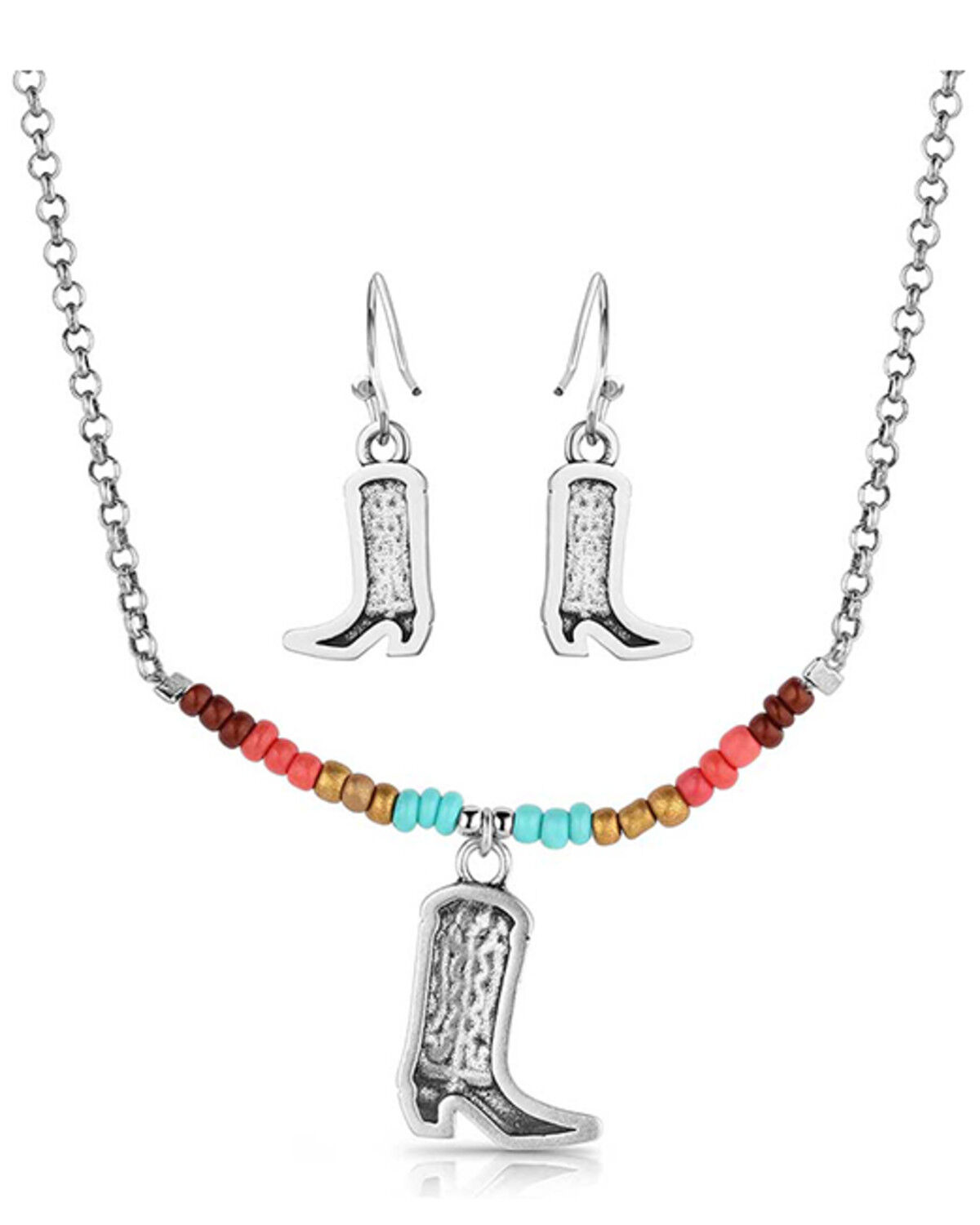 Image #2 - Montana Silversmiths Women's Colorstruck Cowboy Boot Beaded Jewelry Set - 2 Piece, Silver, hi-res