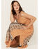 Image #1 - Angie Women's Border Print Smocked Midi Dress, Mustard, hi-res