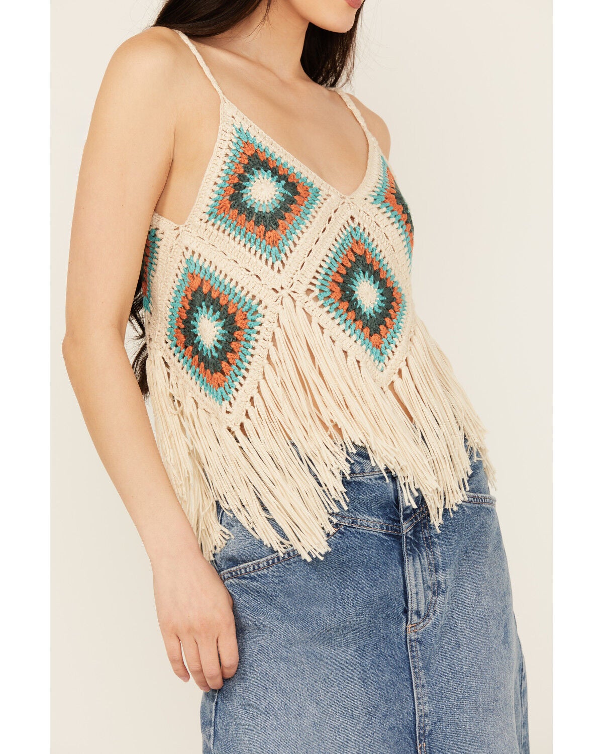 Image #3 - Rock & Roll Denim Women's Crochet Fringe Tank, , hi-res