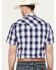 Rodeo Clothing Men's Plaid Print Short Sleeve Snap Western Shirt, Blue, hi-res