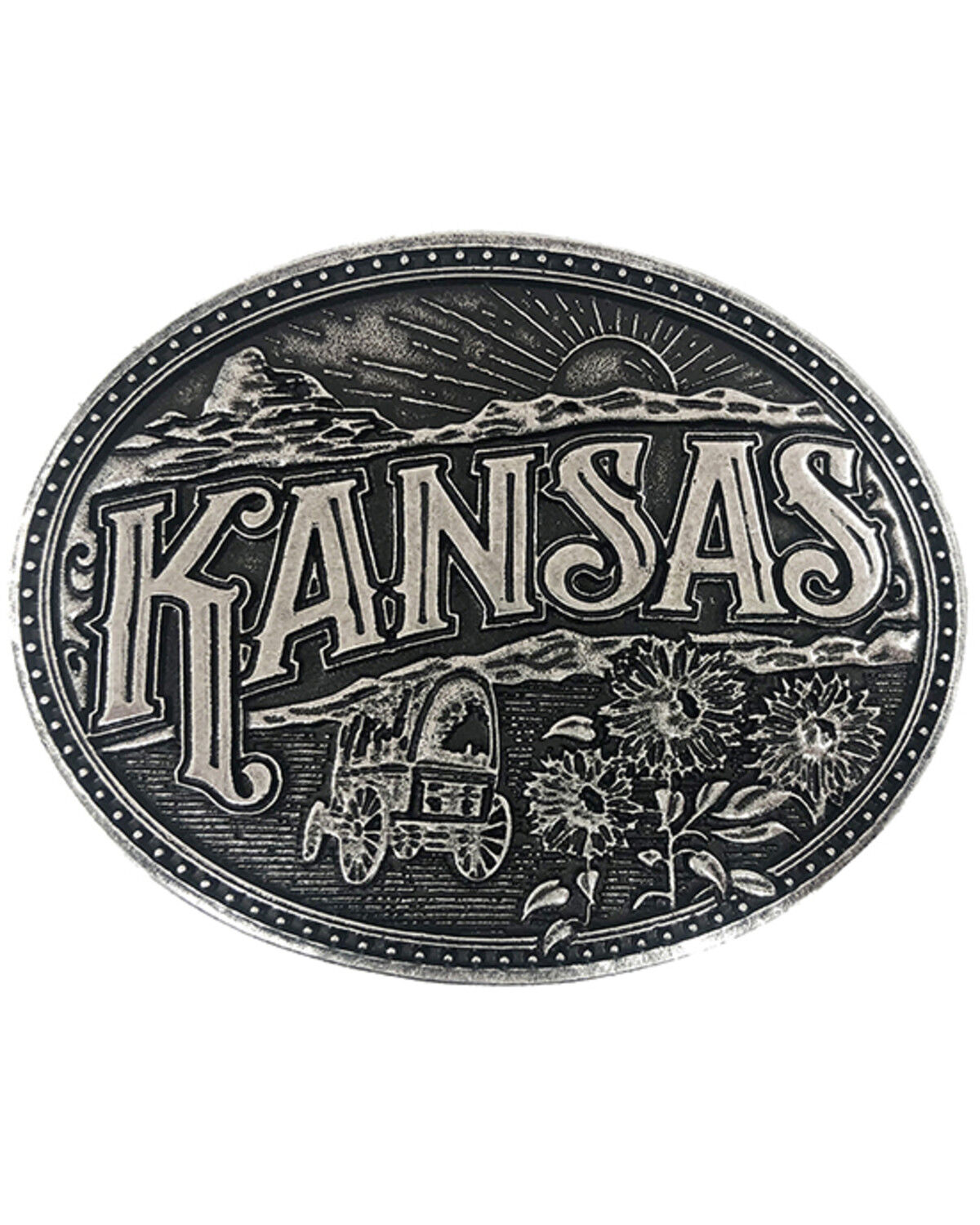 Image #1 - Cody James Men's Kansas Heritage Belt Buckle, Silver, hi-res