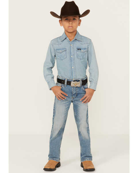 Image #1 - Wrangler 20X Little Boys' Medium Wash Slim Bootcut Stretch Denim Jeans, Medium Wash, hi-res