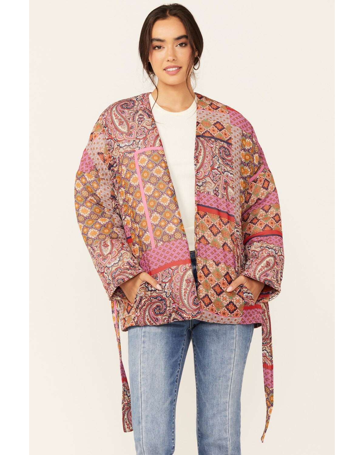 Image #1 - Molly Bracken Women's Livia Patchwork Shacket, Fuchsia, hi-res
