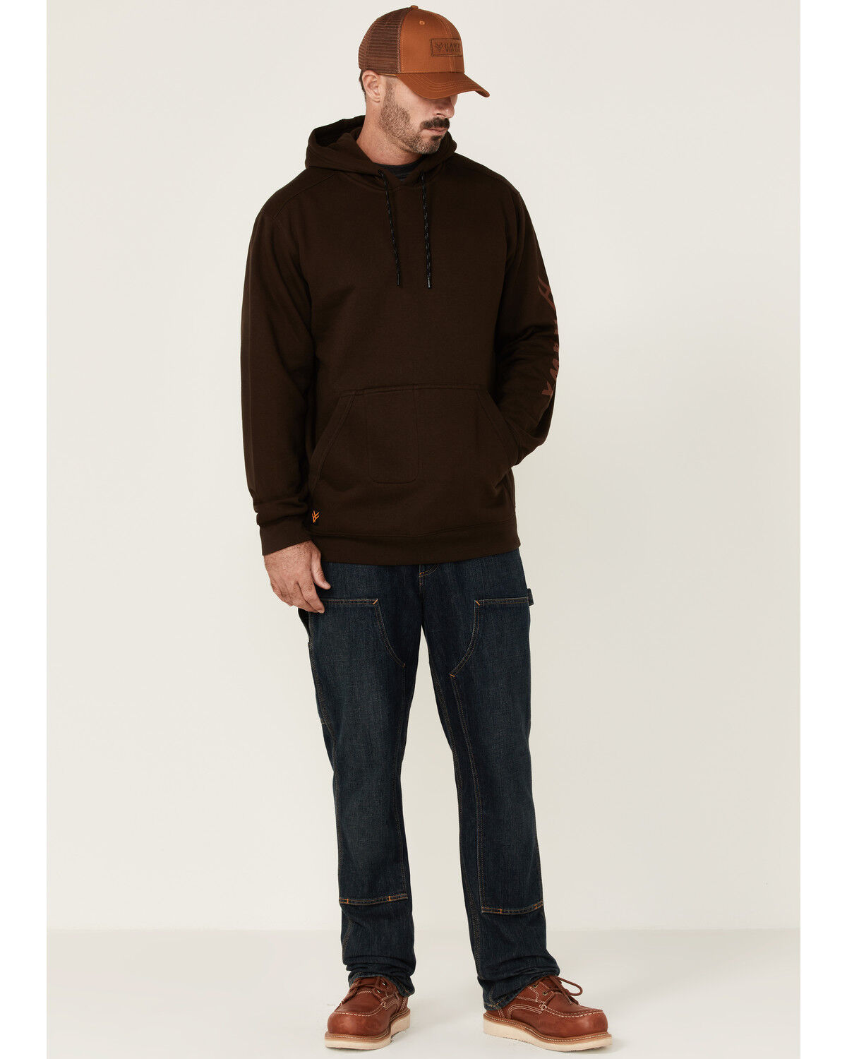 Image #2 - Hawx Men's Primo Logo Graphic Fleece Hooded Work Sweatshirt, Brown, hi-res