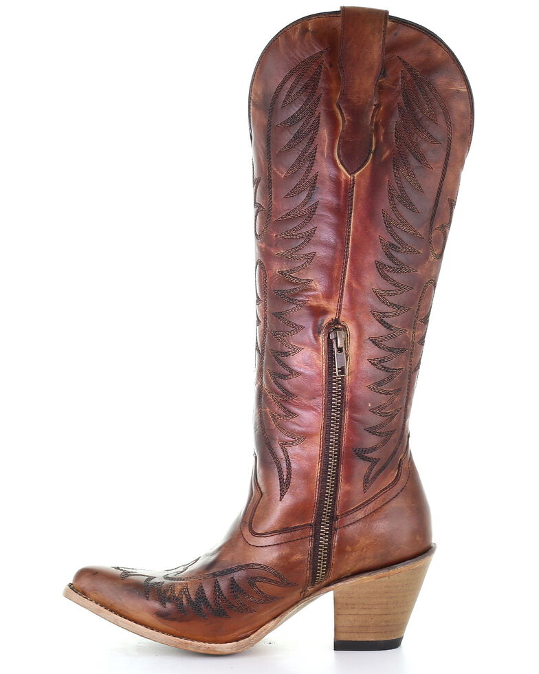 Corral Women's Cognac Embroidery Western Boots - Round Toe, Brown, hi-res