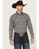 Image #1 - Gibson Men's Black Smoke Plaid Print Long Sleeve Snap Western Shirt, Black, hi-res