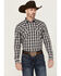 Image #1 - Gibson Men's Black Smoke Plaid Print Long Sleeve Snap Western Shirt , Black, hi-res