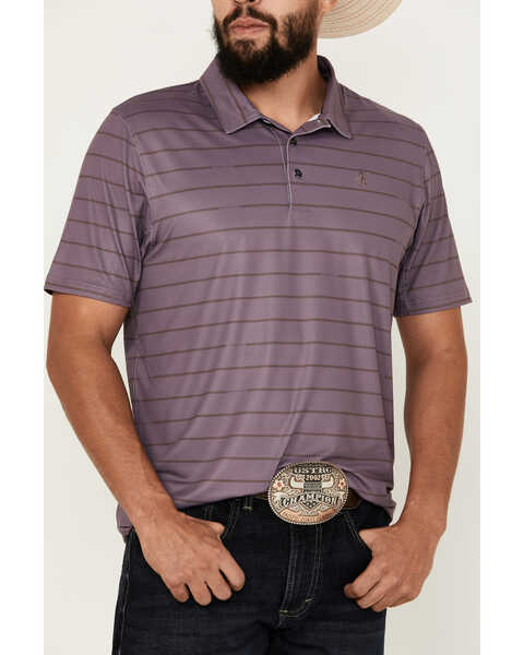 Image #3 - Hooey Men's Weekender Pinstripe Short Sleeve Polo , Purple, hi-res