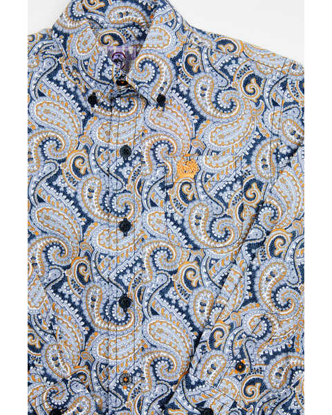 Image #2 - Cinch Toddler Boys' Paisley Print Long Sleeve Button Down Western Shirt, Light Blue, hi-res