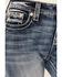 Image #4 - Miss Me Women's Medium Wash Mid Rise Horseshoe Bootcut Stretch Denim Jeans, Medium Wash, hi-res