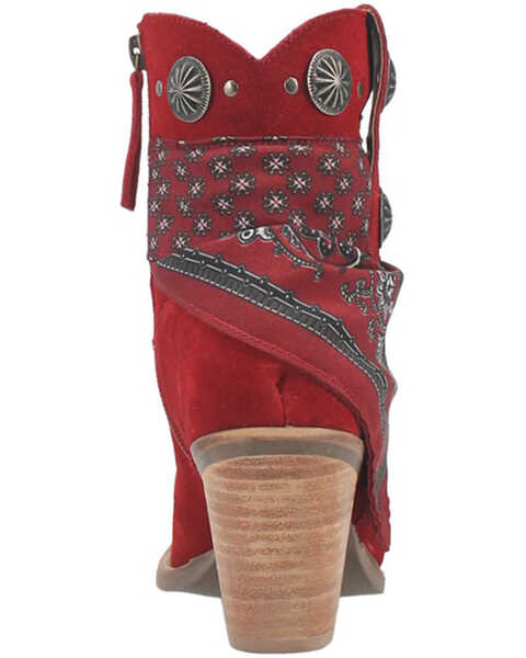 Image #5 - Dingo Women's Suede Bandida Western Booties - Medium Toe , Red, hi-res