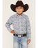 Image #1 - Panhandle Slim Boys' Paisley Print Long Sleeve Pearl Snap Stretch Western Shirt, Blue, hi-res