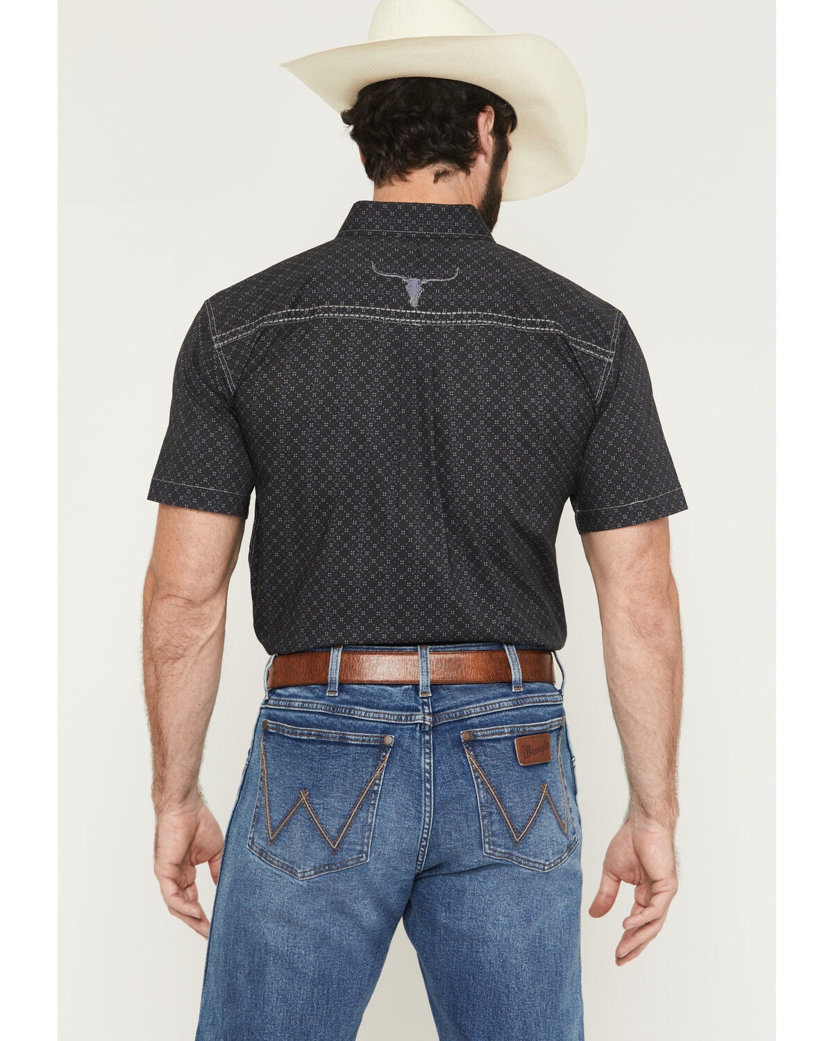 Image #4 - Cowboy Hardware Men's Wild Jewel Geo Print Short Sleeve Button-Down Stretch Western Shirt, Black, hi-res