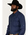 Rock & Roll Denim Men's Tek Geo Pattern Long Sleeve Snap Western Shirt, Blue, hi-res