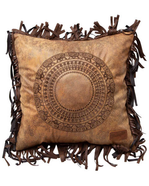 Image #1 - Carstens Circle Of Life Faux Leather Throw Pillow, Brown, hi-res