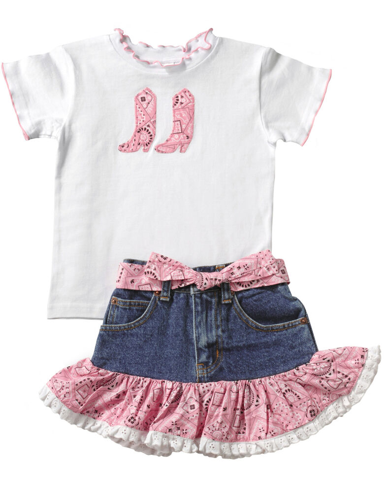 Kiddie Korral Cowgirl Boots Bandana Skirt Set - 2-6, Pink, hi-res