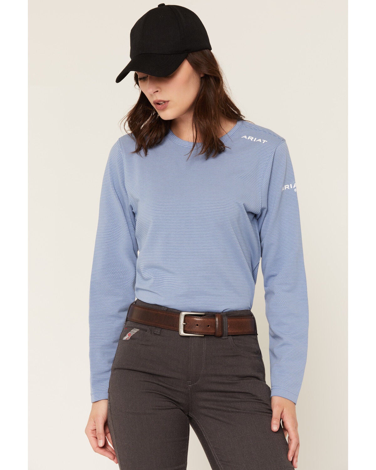 Image #1 - Ariat Women's FR Baselayer Long Sleeve Work Shirt, Medium Blue, hi-res