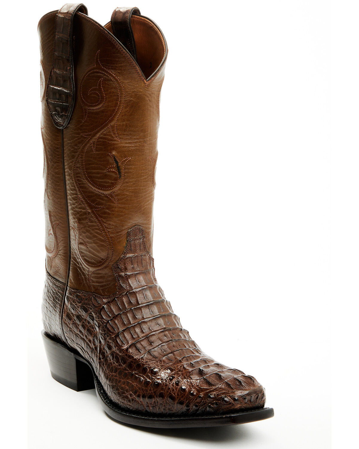 Image #1 - Tony Lama Men's Exotic Hornback Caiman Western Boots - Square Toe, Chocolate, hi-res