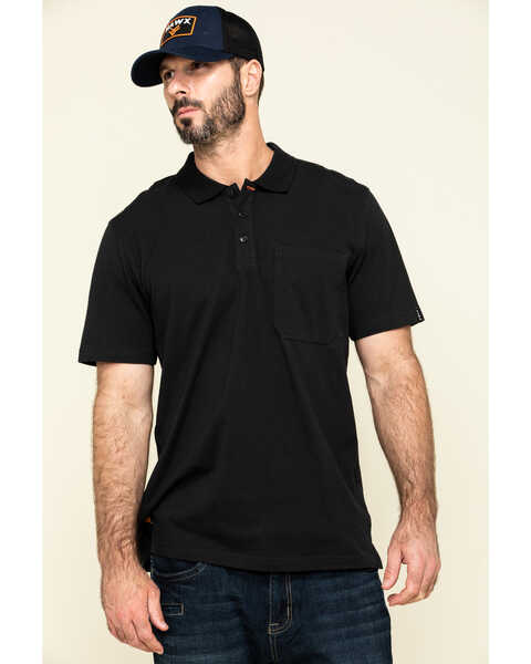 Image #1 - Hawx Men's Miller Pique Short Sleeve Work Polo Shirt , Black, hi-res