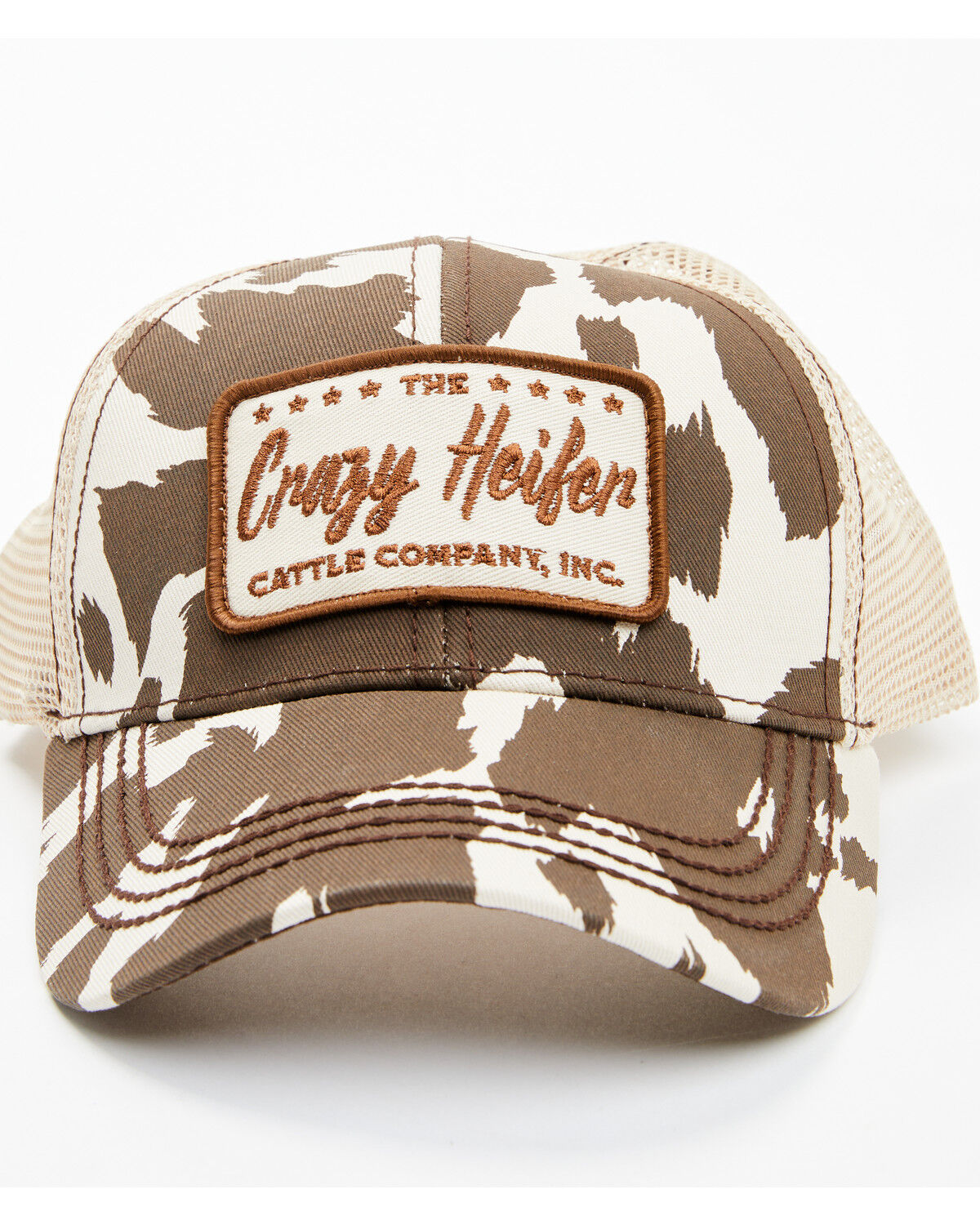 Image #1 - Idyllwind Women's Crazy Heifer Cow Print Baseball Cap, Brown, hi-res