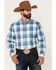 Image #1 - Roper Men's Clear Sky Large Plaid Print Long Sleeve Button Down Western Shirt , Green, hi-res