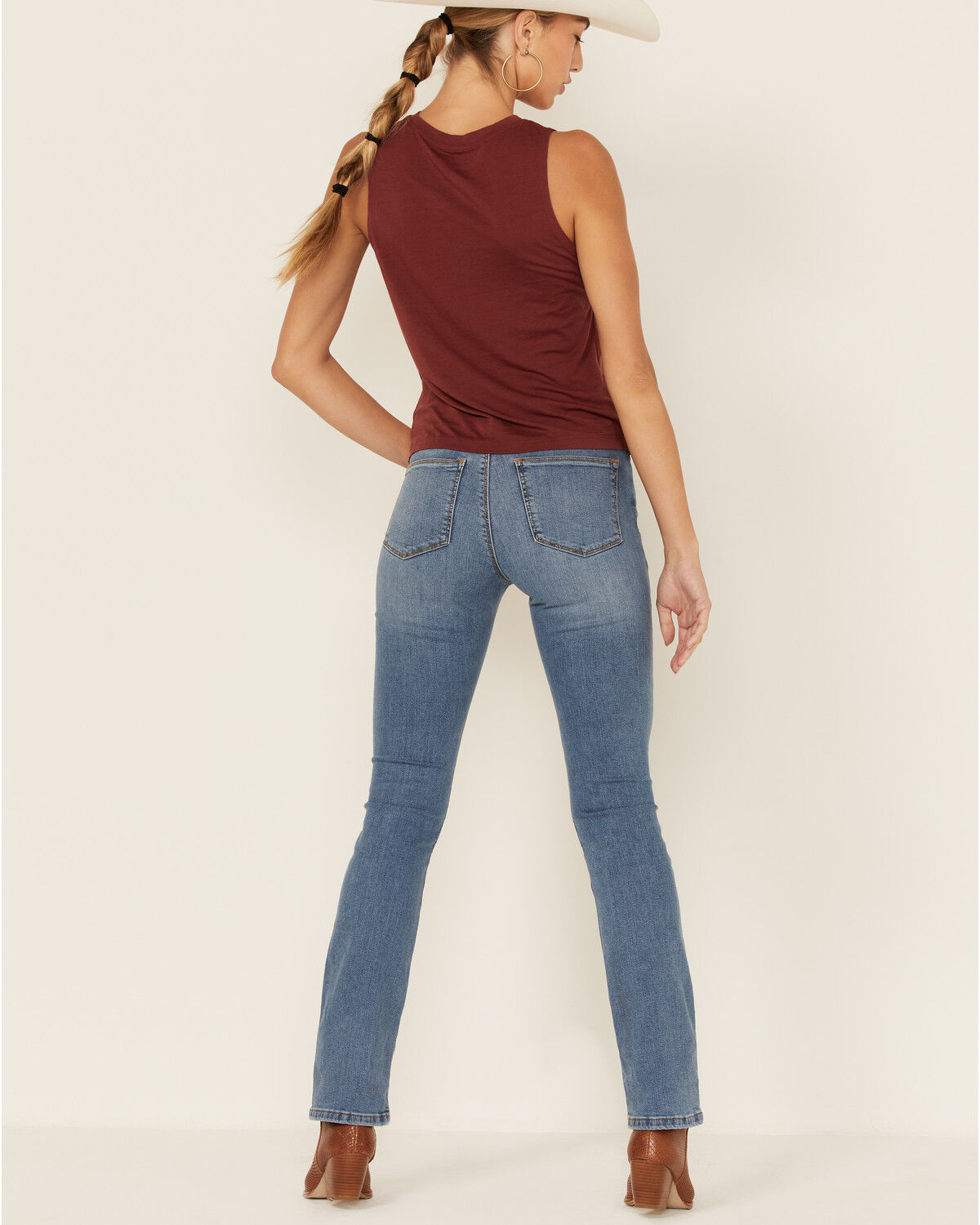 Image #4 - Lola Jeans Women's Light Wash High Rise Straight Jeans, Blue, hi-res