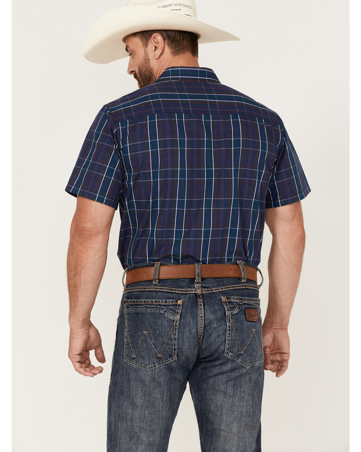 Image #4 - Gibson Men's Lost Leader Plaid Short Sleeve Button Down Western Shirt, Navy, hi-res