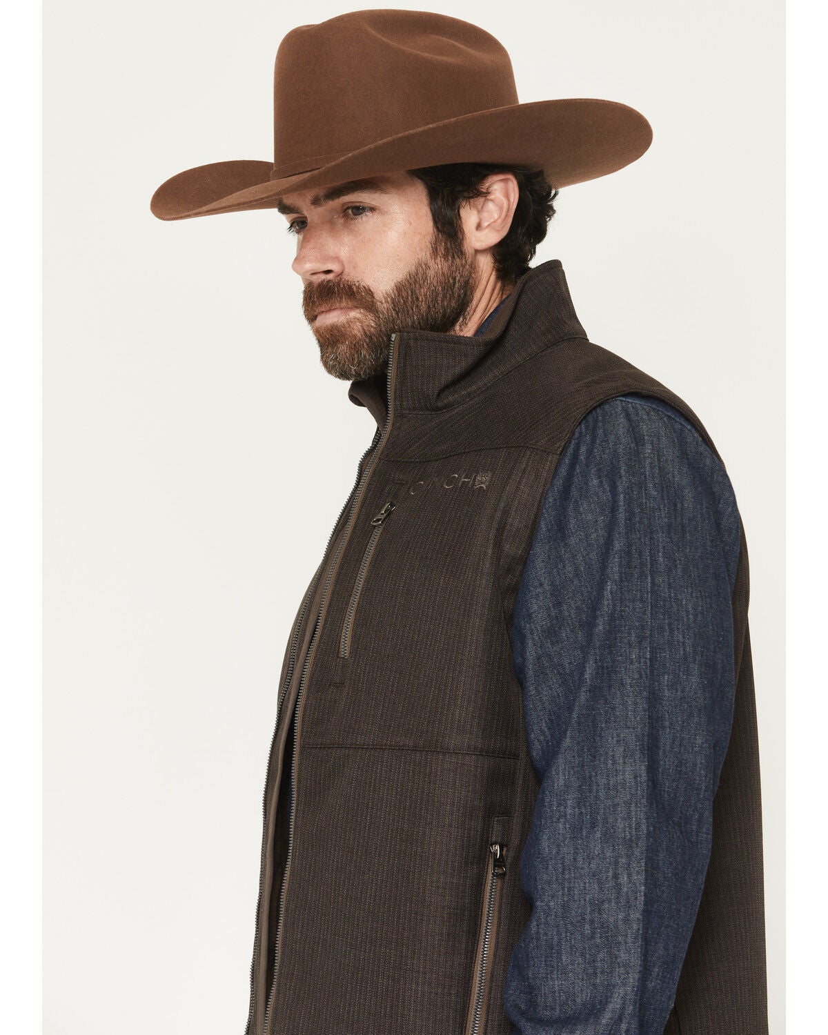 Image #2 - Cinch Men's Bonded Softshell Vest, Brown, hi-res