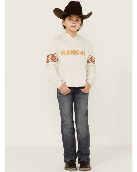 Image #2 - RANK 45® Girls' Embroidered Southwestern Long Sleeve Logo Pullover Hooded Sweatshirt, Oatmeal, hi-res