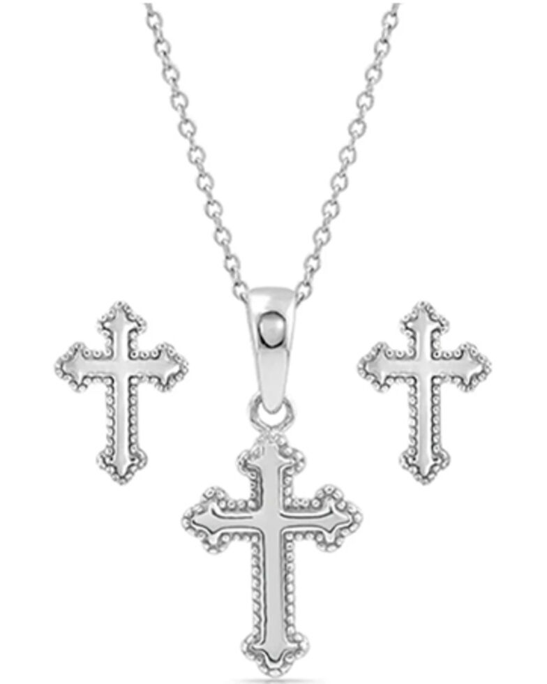 Montana Silversmiths Women's Roman Cross Jewelry Set, Silver, hi-res