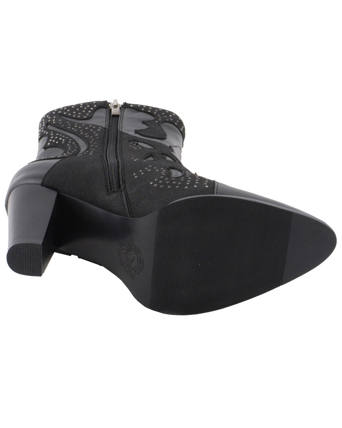 Image #6 - Milwaukee Leather Women's Studded Overlay Western Boots - Round Toe, Black, hi-res