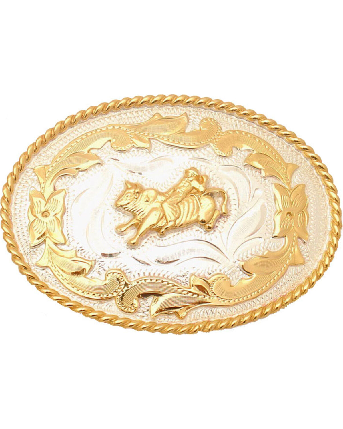 Image #1 - Western Express Men's Gold Small Bullrider Belt Buckle, Silver, hi-res