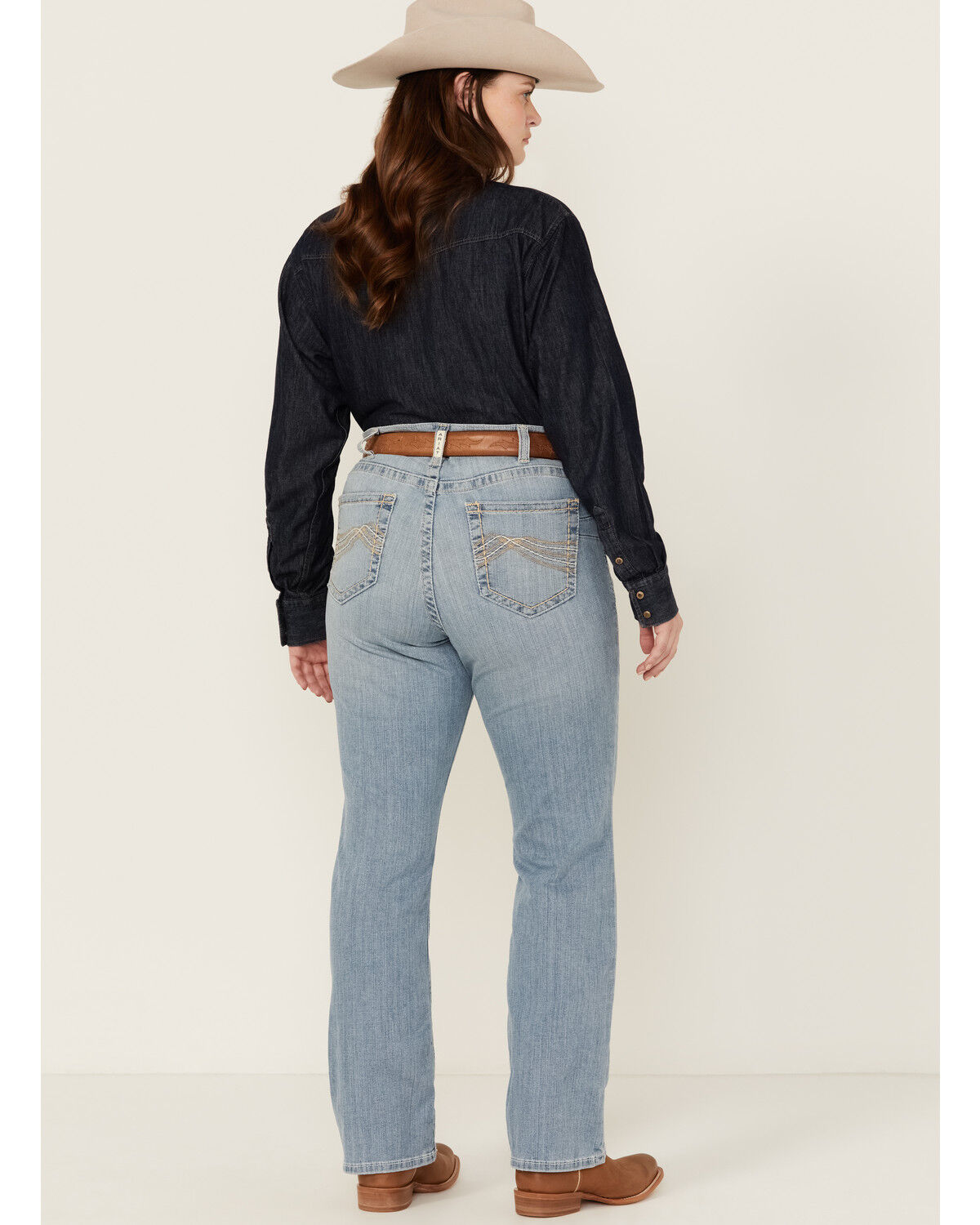 Image #3 - Ariat Women's Light Wash Mid Rise Kehlani Stretch Bootcut Jeans - Plus, Light Wash, hi-res