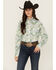 Image #2 - Cowboygirl by Jenna Paulette Women's Patchwork Print Long Sleeve Pearl Snap Western Shirt, Green, hi-res
