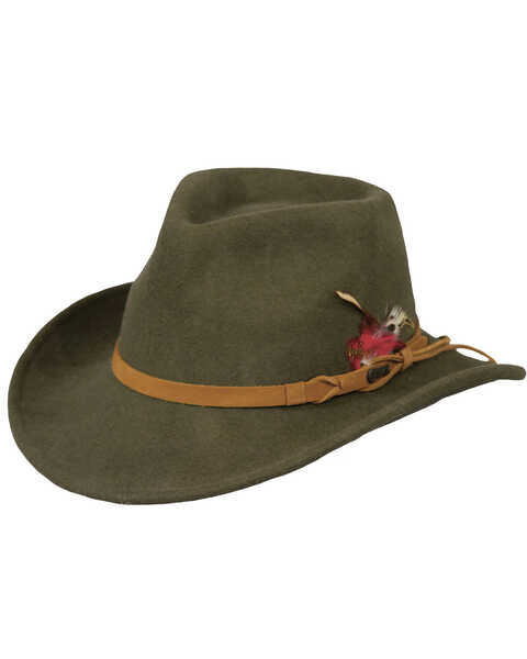 Outback Trading Co. Randwick UPF50 Sun Protection Crushable Wool Hat, Moss, hi-res