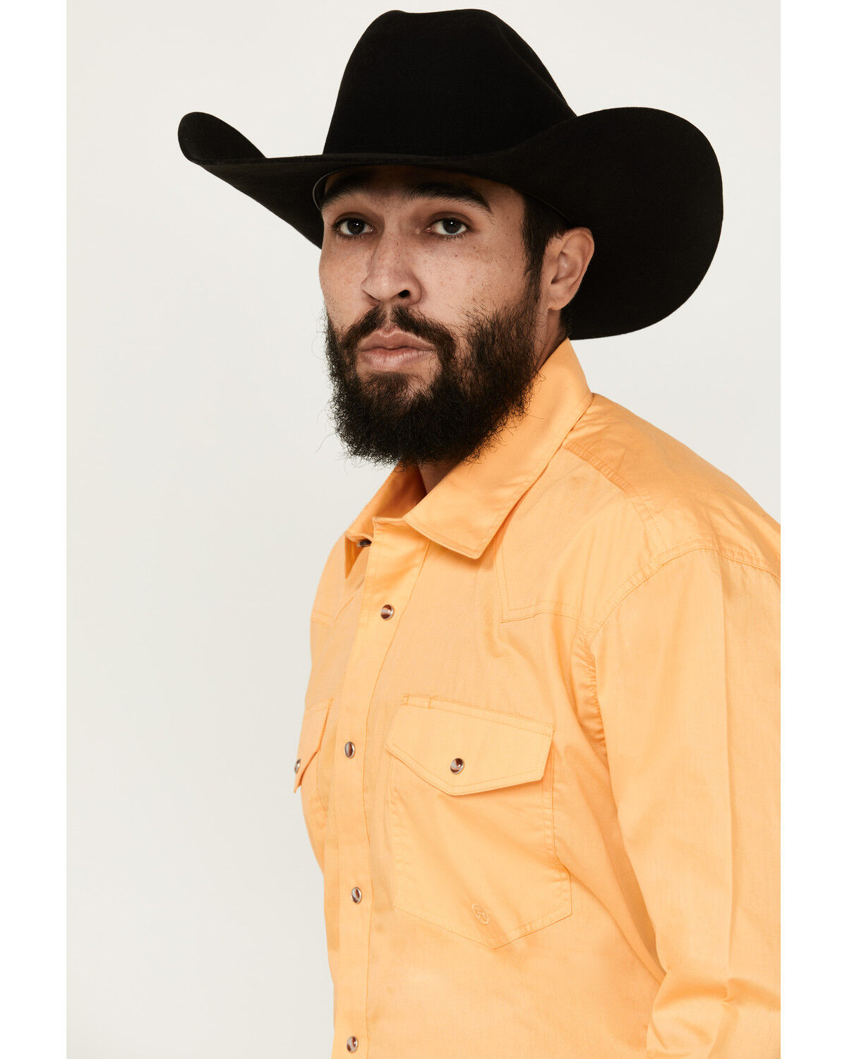 Image #3 - Roper Men's Amarillo Collection Solid Long Sleeve Western Shirt, Yellow, hi-res