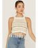 Image #1 - Shyanne Women's Sleeveless Pointelle Melange Knit Sweater, Ivory, hi-res