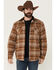 Image #1 - Dakota Grizzly Men's Ivan Plaid Print Sherpa Lined Shirt Jacket, Medium Brown, hi-res