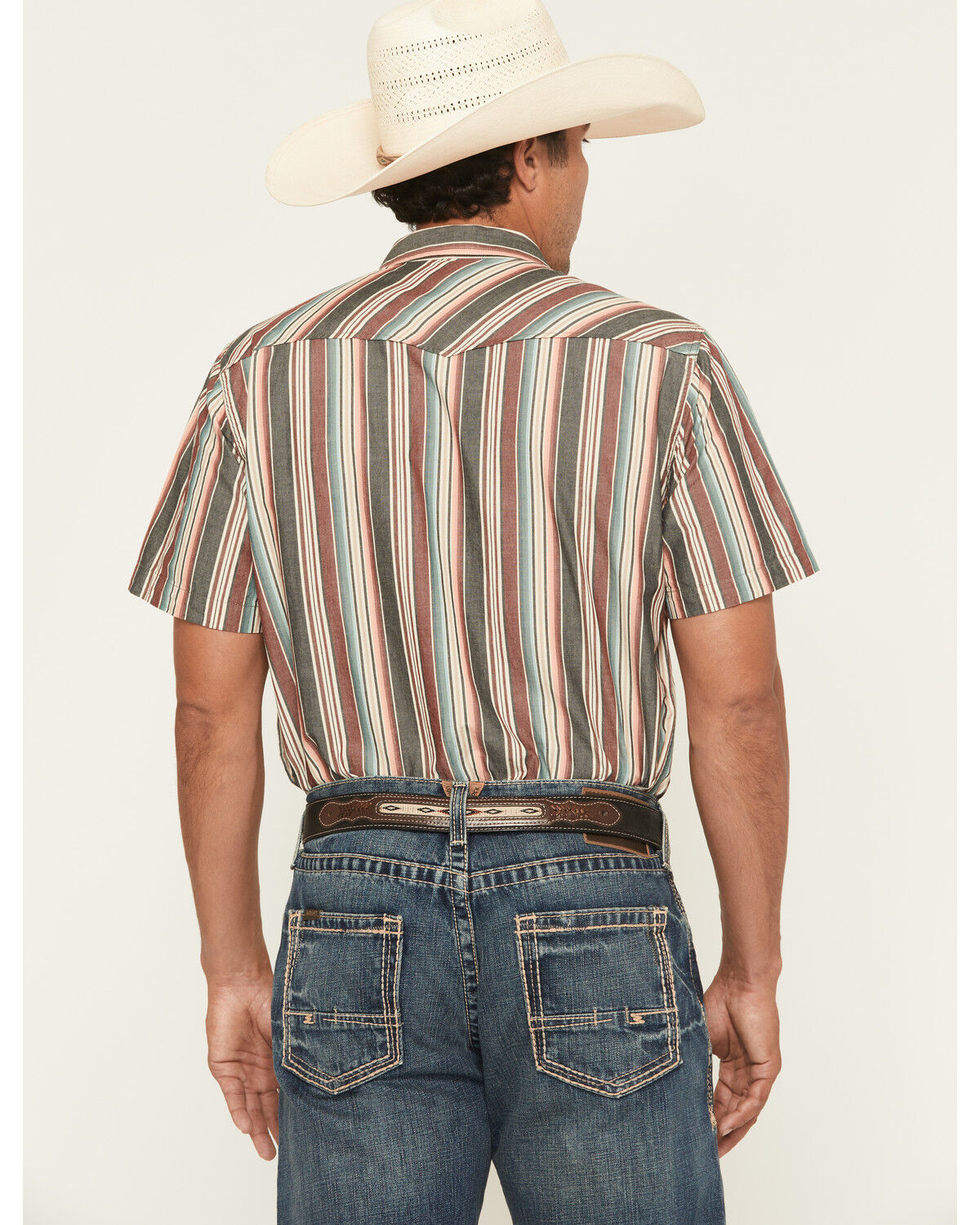 Image #4 - Ariat Men's Haven Striped Print Short Sleeve Snap Western Shirt, Black, hi-res