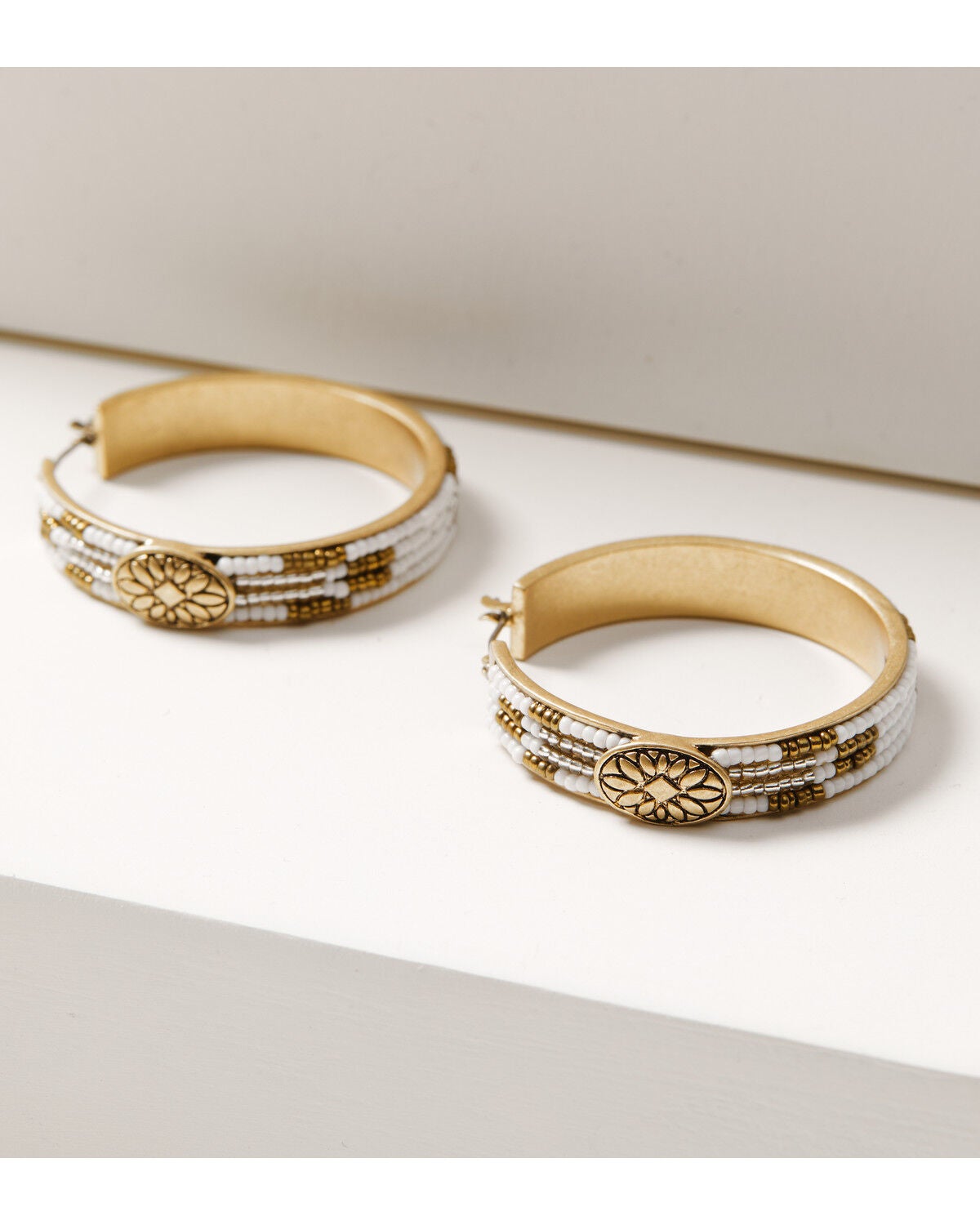 Lainey Wilson Women's Beaded Hoop Earrings, Gold, hi-res