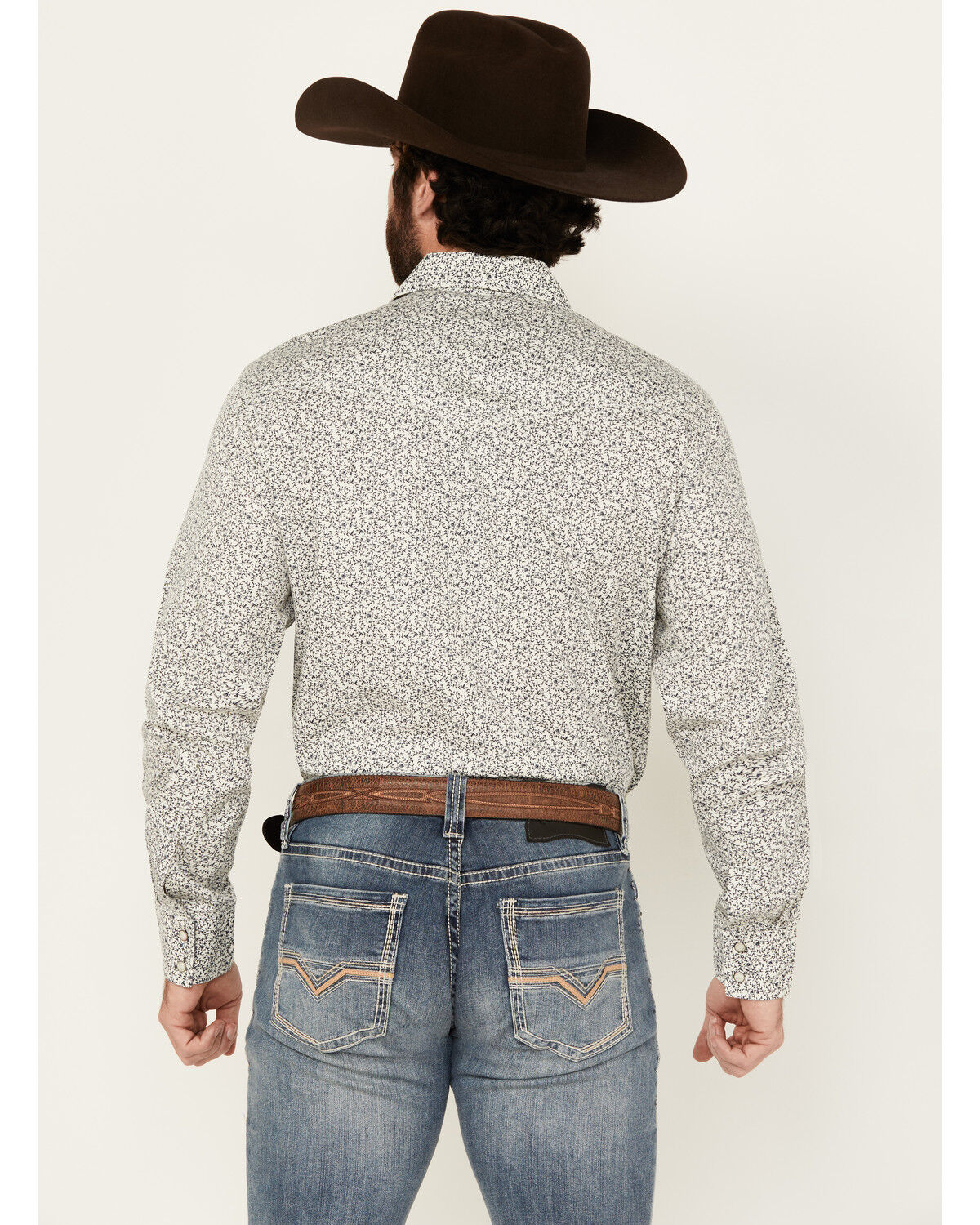 Image #4 - Wrangler Retro Men's Floral Print Long Sleeve Snap Western Shirt - Tall, White, hi-res