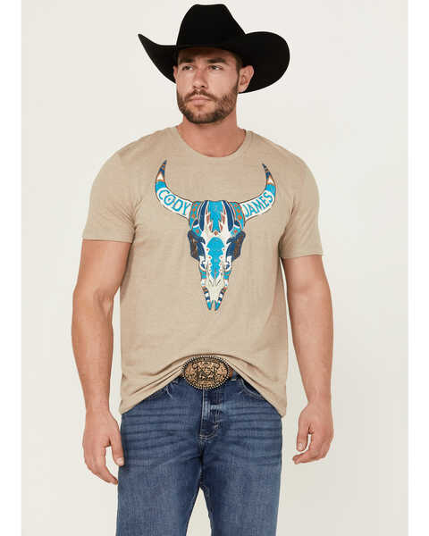 Image #1 - Cody James Men's Southwest Reins Logo Short Sleeve Graphic T-Shirt , Tan, hi-res