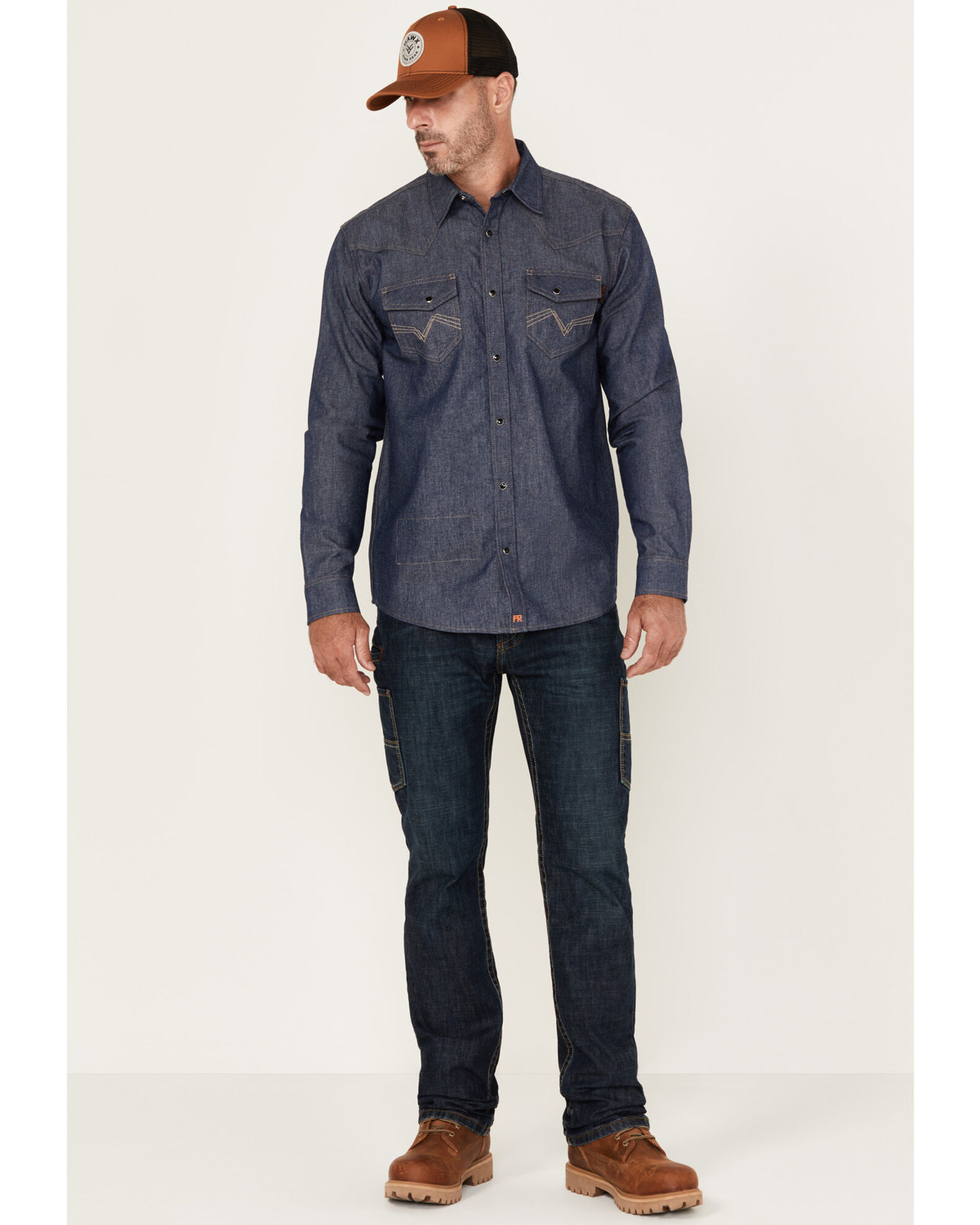 Image #1 - Lapco Men's FR Medium Wash Tapered Leg Utility Work Jeans, Dark Blue, hi-res