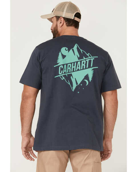 Image #4 - Carharrt Men's Outdoors Logo Graphic Bluestone Relaxed Fit Heavyweight Short Sleeve Work Pocket T-Shirt , , hi-res