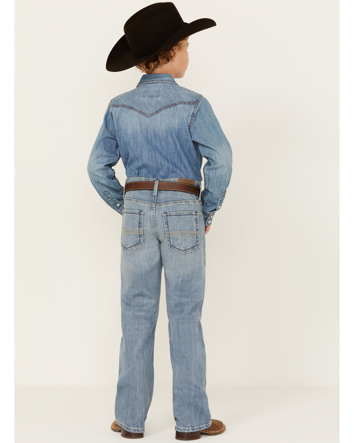 Image #4 - Cody James Boys' Light Wash Cloverleaf Slim Stretch Bootcut Jeans, Light Wash, hi-res