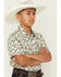 Image #2 - Cody James Boys' Toro Steerhead Print Short Sleeve Snap Western Shirt, Tan, hi-res