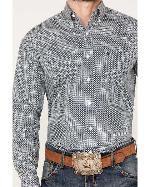 Image #3 - Stetson Men's Geo Print Long Sleeve Button Down Western Shirt, Sage, hi-res