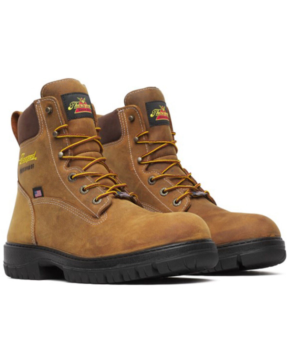 Image #1 - Thorogood Men's 6" USA Genesis Waterproof Work Boots - Soft Toe, Brown, hi-res