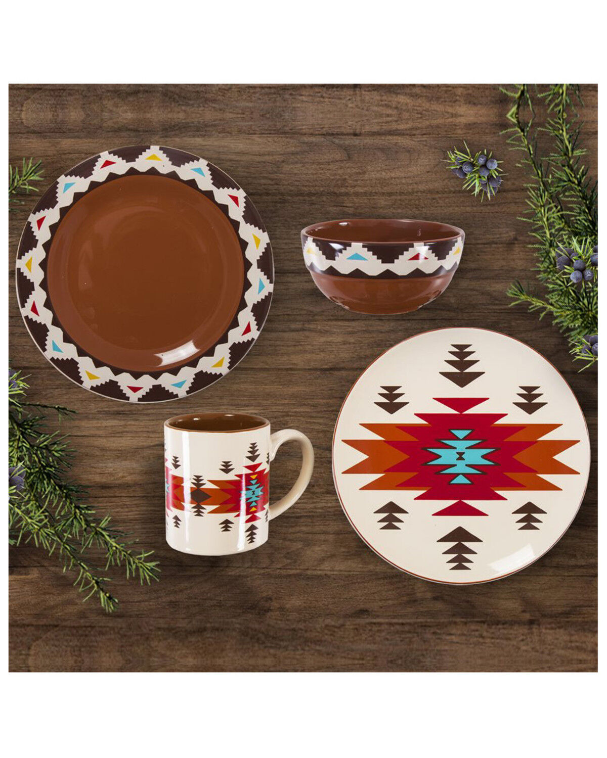 Image #1 - HiEnd Accents Del Sol Ceramic Dinnerware Set - 16 Piece, Red, hi-res